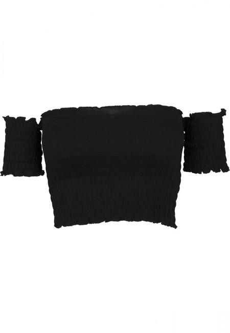 Urban Classics Ladies Cropped Cold Shoulder Smoke Top black