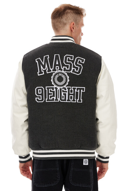 Mass Denim Athletic Baseball Jacket dark heather grey