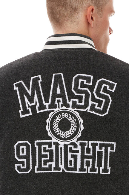 Mass Denim Athletic Baseball Jacket dark heather grey