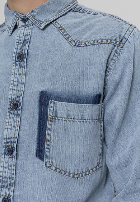 Urban Classics Denim Pocket Shirt freshblue wash