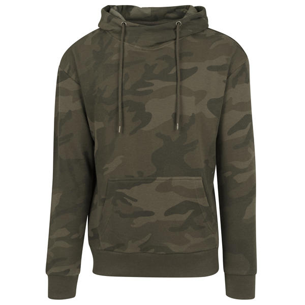 Mikina Urban Classics High Neck Camo Hoody olive camo