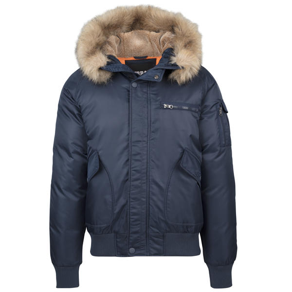 Urban Classics Hooded Heavy Fake Fur Bomber Jacket navy