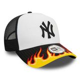 kšiltovka New Era 9FORTY E-Frame MLB FLAME Trucker Cap Black White