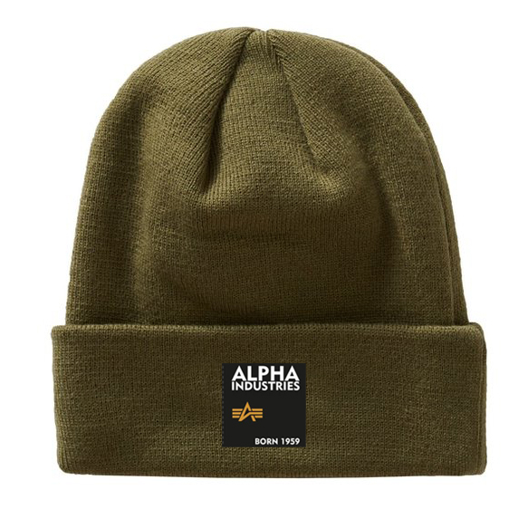 čepice Alpha Industries Label Beanie Olive