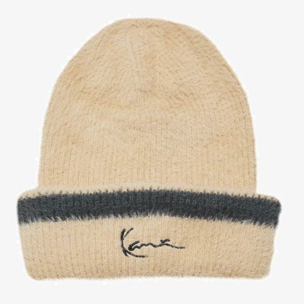 Zimní čepice karl kani Signature Fluffy Beanie sand/black