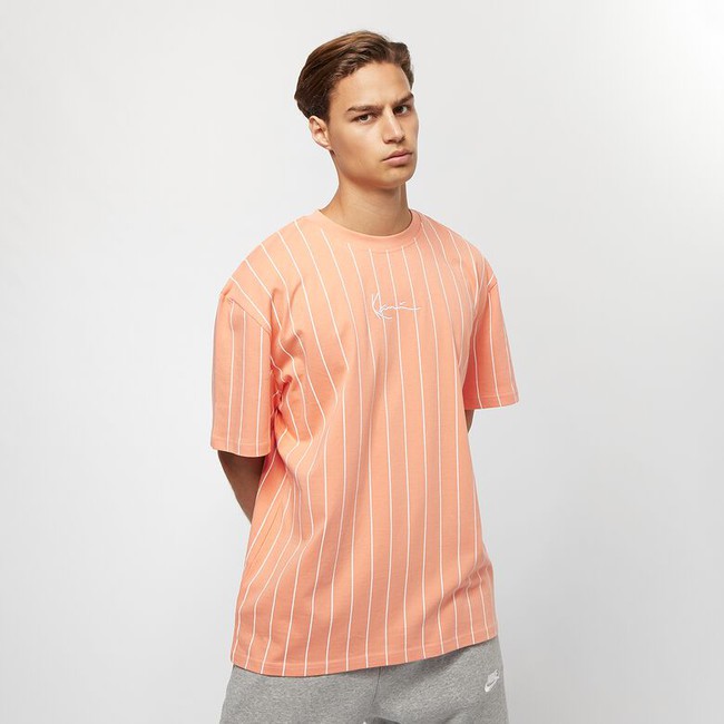 Triko Karl Kani Small Signature Pinstripe Tee Coral White