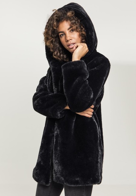 Urban Classics Ladies Hooded Teddy black Gangstagroup.cz - Hop Store Online - Fashion Coat Hip